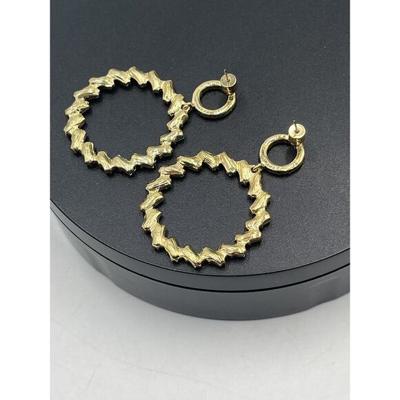 Lulus Blue Without You Blue Hues Rhinestone Statement Earrings Signed Disc Back - Picture 6 of 14